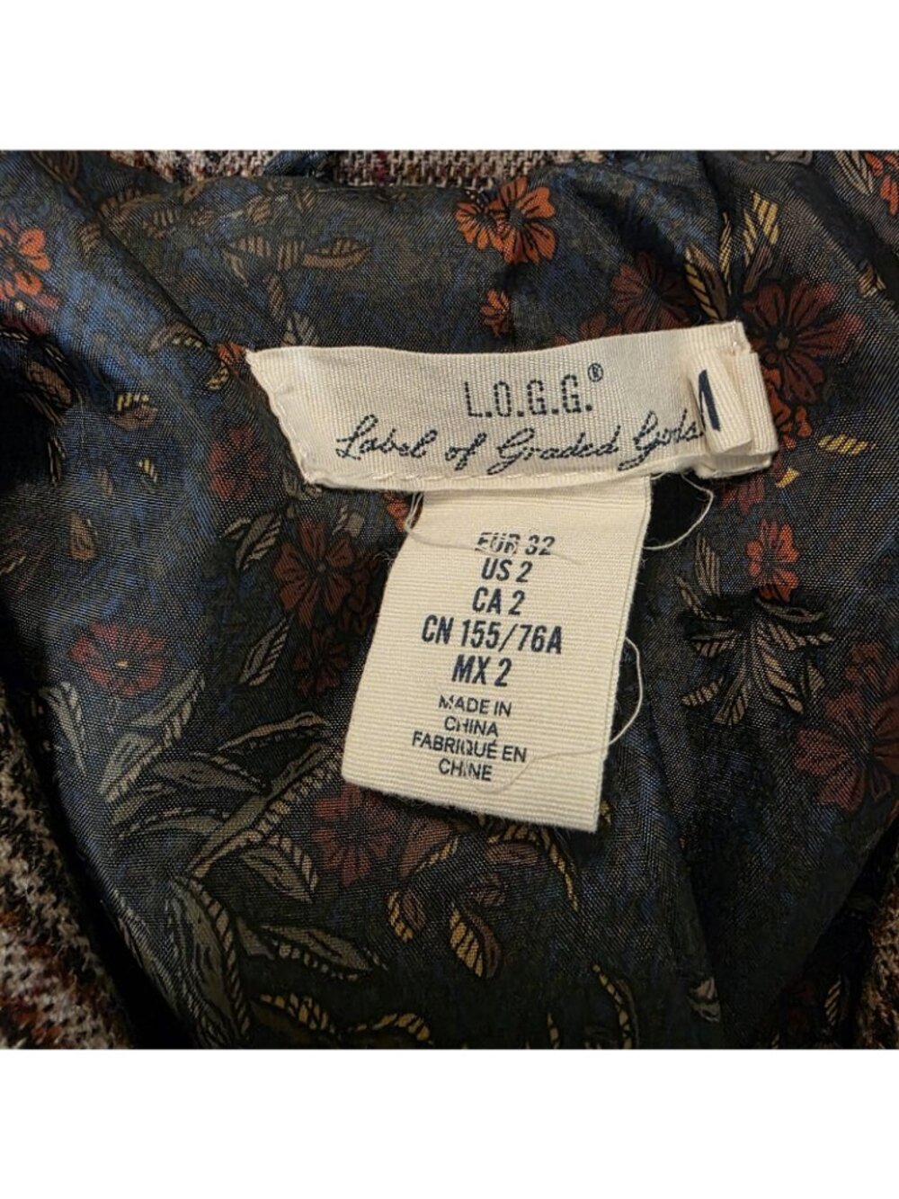 H&M L.O.G.G. Plaid Tweed Blazer Elbow Patch Wool Blend Academia Preppy Sz 2 - Picture 4 of 7